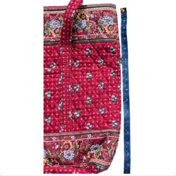 Vera Bradley Provincial Red Floral Quilted Tote Bag EUC Cotton Purse - Picture 9 of 11